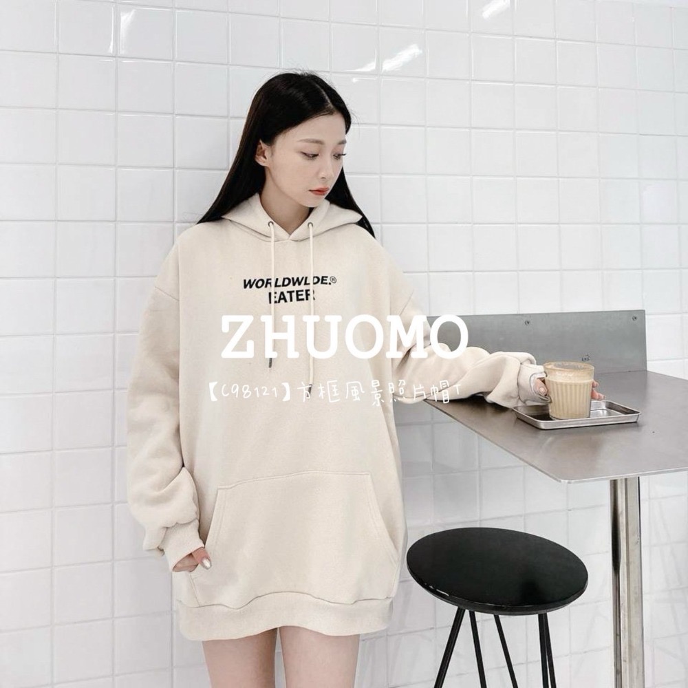 【7天內出貨】正韓 韓系 方框風景照片帽T 刺繡 外套 大學t 厚磅 長袖 印花 衣服 大尺碼 上衣 男裝-規格圖8