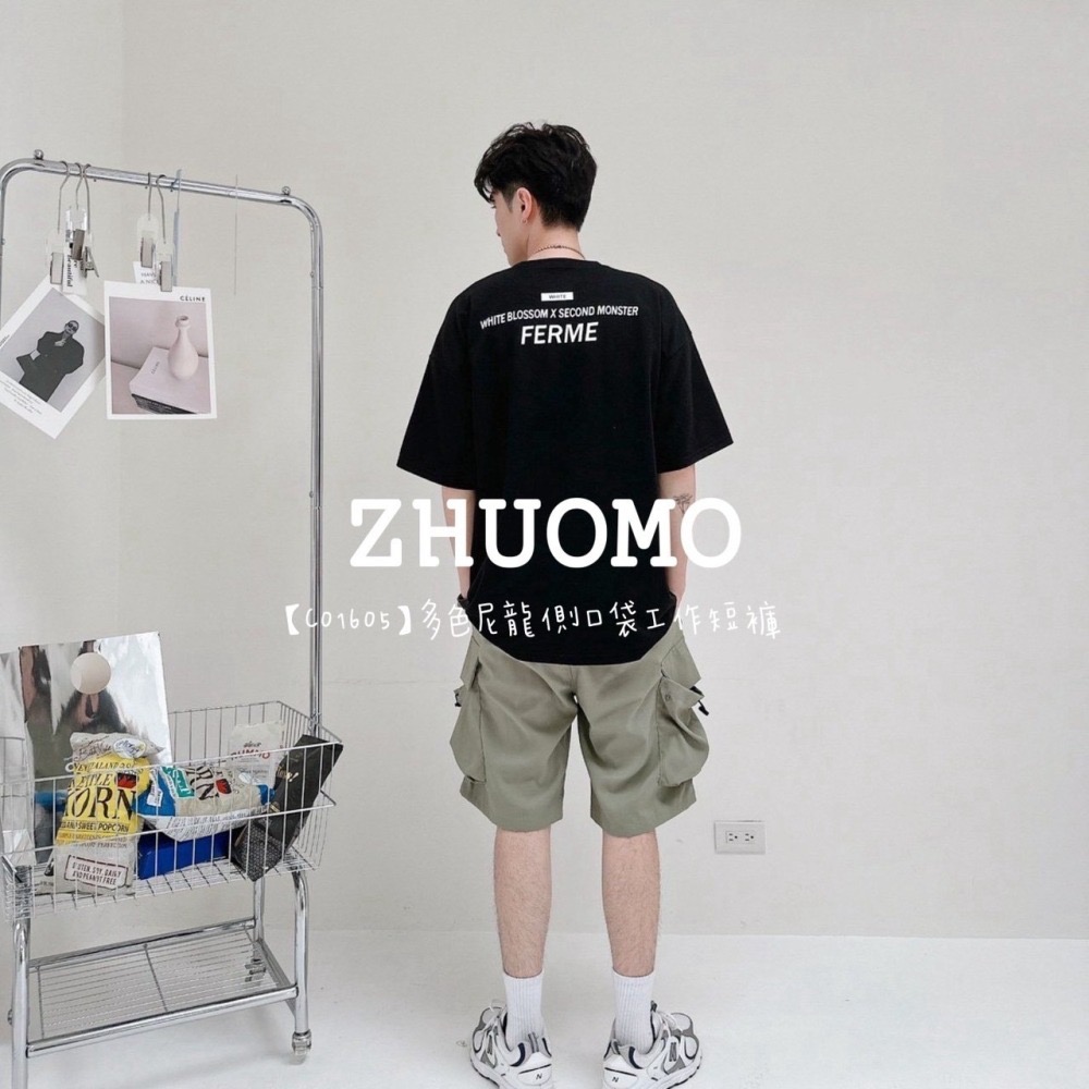 【7天內出貨】正韓 韓系 多色尼龍側口袋工作短褲 刺繡 帽T 大學t 外套 厚磅 長袖 印花 衣服 大尺碼 上衣 男裝-細節圖7