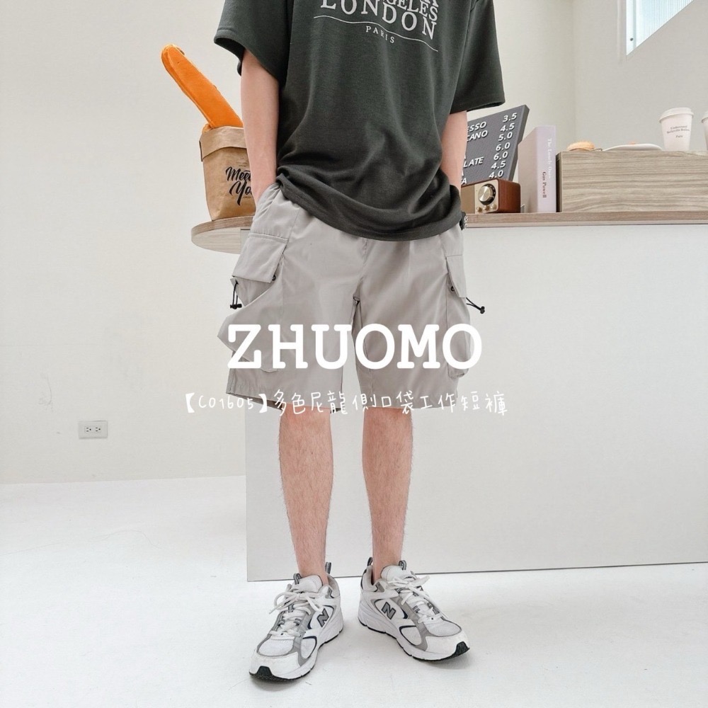【7天內出貨】正韓 韓系 多色尼龍側口袋工作短褲 刺繡 帽T 大學t 外套 厚磅 長袖 印花 衣服 大尺碼 上衣 男裝-規格圖7