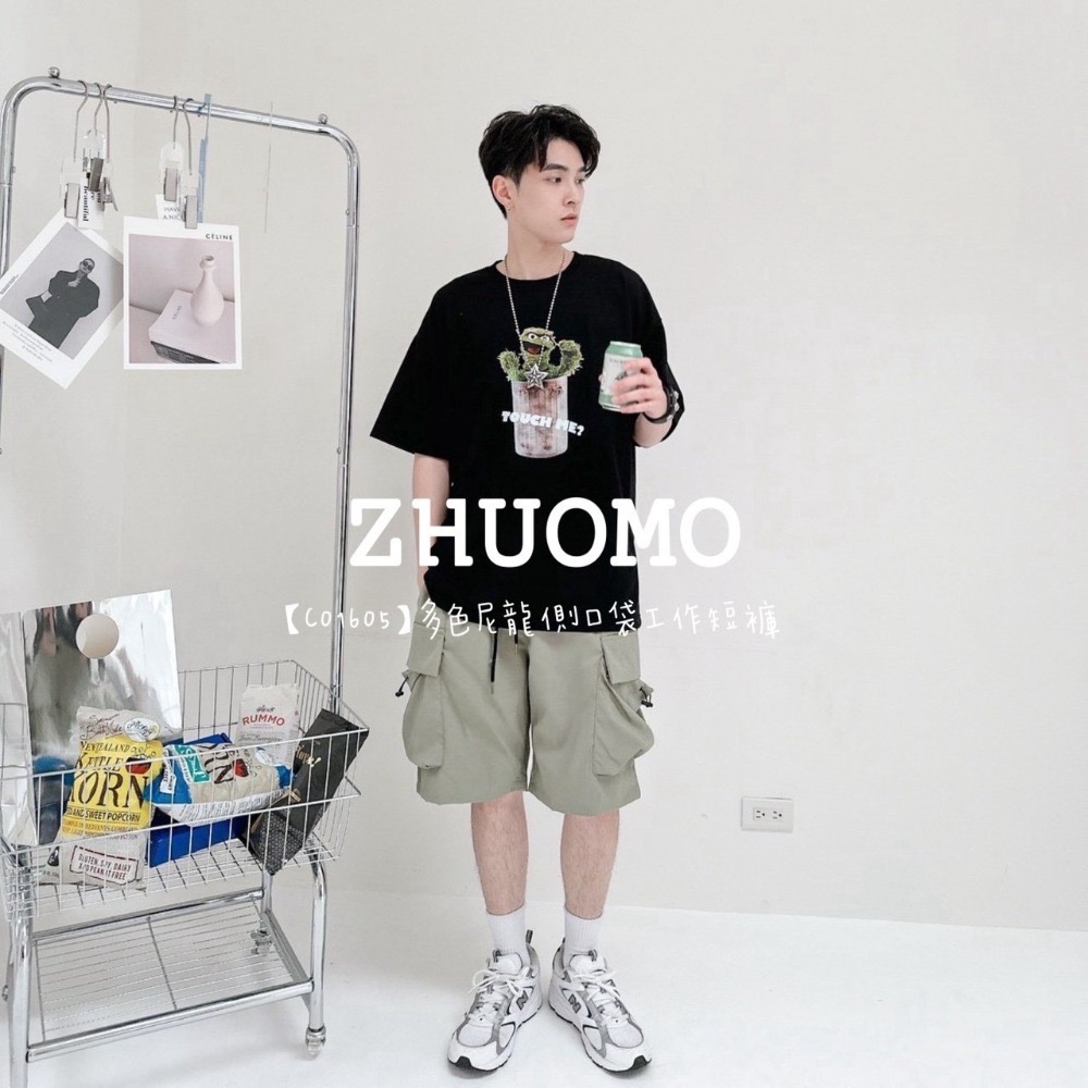 【7天內出貨】正韓 韓系 多色尼龍側口袋工作短褲 刺繡 帽T 大學t 外套 厚磅 長袖 印花 衣服 大尺碼 上衣 男裝-規格圖7