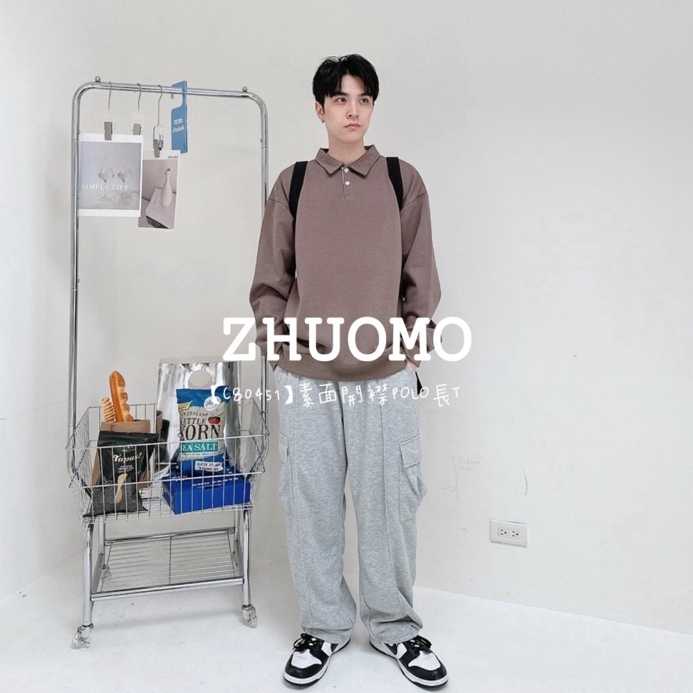 【7天內出貨】正韓 韓系 素面開襟POLO長T 外套 刺繡 帽T 大學t 厚磅 長袖 印花 衣服 大尺碼 上衣 男裝-細節圖5