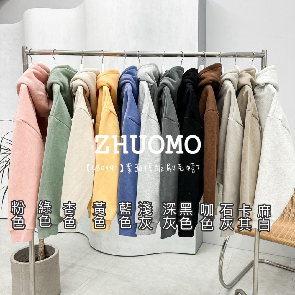 【7天內出貨】正韓 韓系 素面短版刷毛帽T 外套 刺繡 帽T 大學t 厚磅 長袖 印花 衣服 大尺碼 上衣 男裝-細節圖2