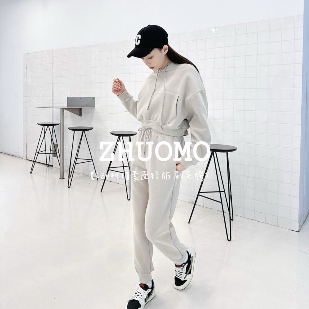 【7天內出貨】正韓 韓系 素面短版刷毛帽T 外套 刺繡 帽T 大學t 厚磅 長袖 印花 衣服 大尺碼 上衣 男裝-細節圖3