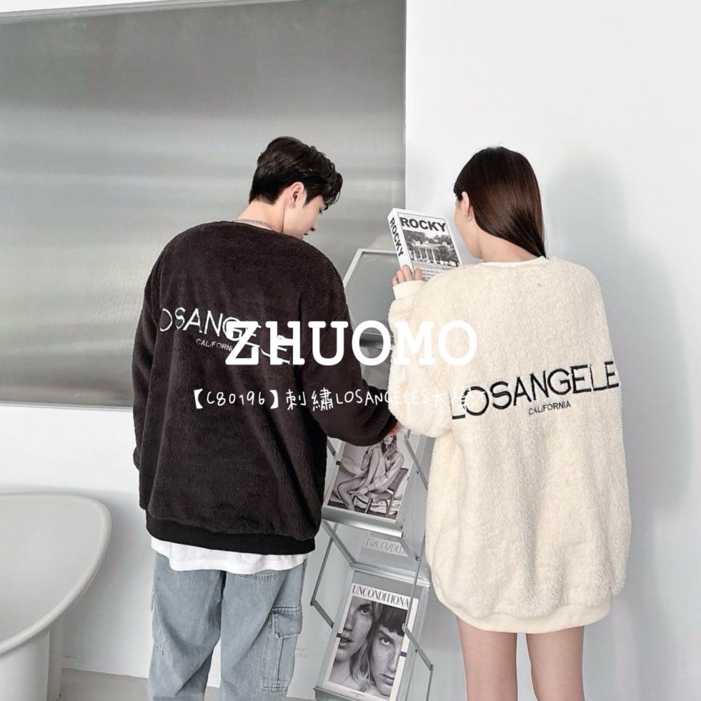 【7天內出貨】正韓 韓系 刺繡LOSANGELES大學T 外套 刺繡 帽T 厚磅 長袖 印花 衣服 大尺碼 上衣 男裝-細節圖3