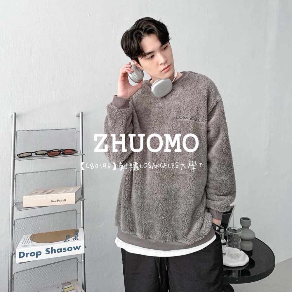 【7天內出貨】正韓 韓系 刺繡LOSANGELES大學T 外套 刺繡 帽T 厚磅 長袖 印花 衣服 大尺碼 上衣 男裝-細節圖5