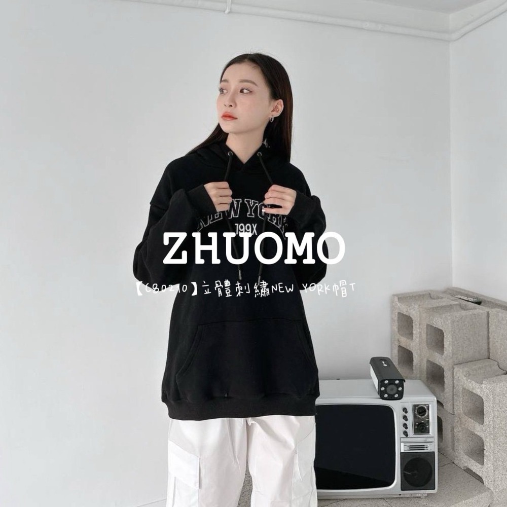 【7天內出貨】正韓 韓系 立體刺繡NEW YORK帽T 外套 刺繡 大學t 厚磅 長袖 印花 衣服 大尺碼 上衣 男裝-規格圖11