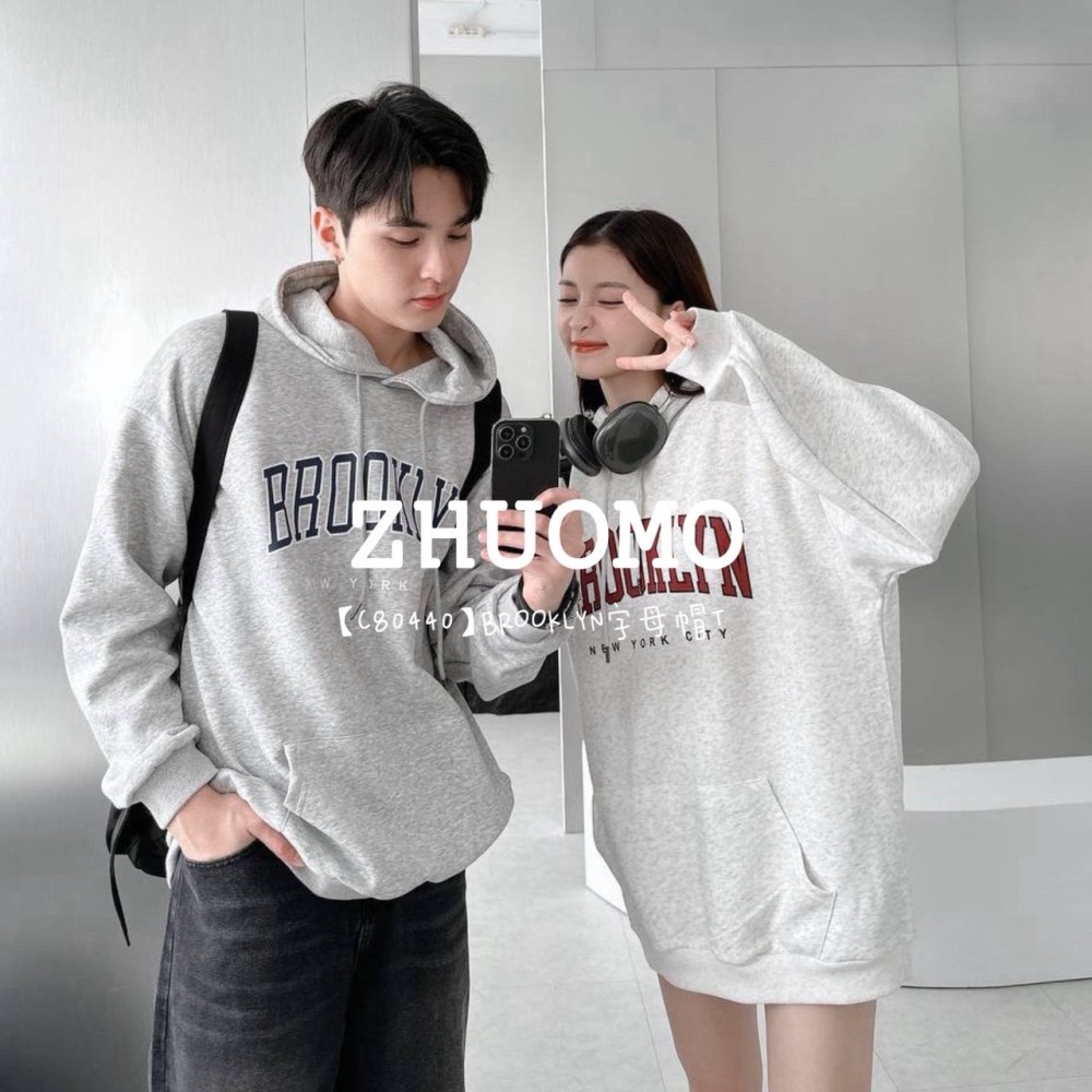 【7天內出貨】正韓 韓系 BROOKLYN字母帽T 外套 刺繡 帽T 大學t 厚磅 長袖 印花 衣服 大尺碼 上衣 男裝-細節圖2