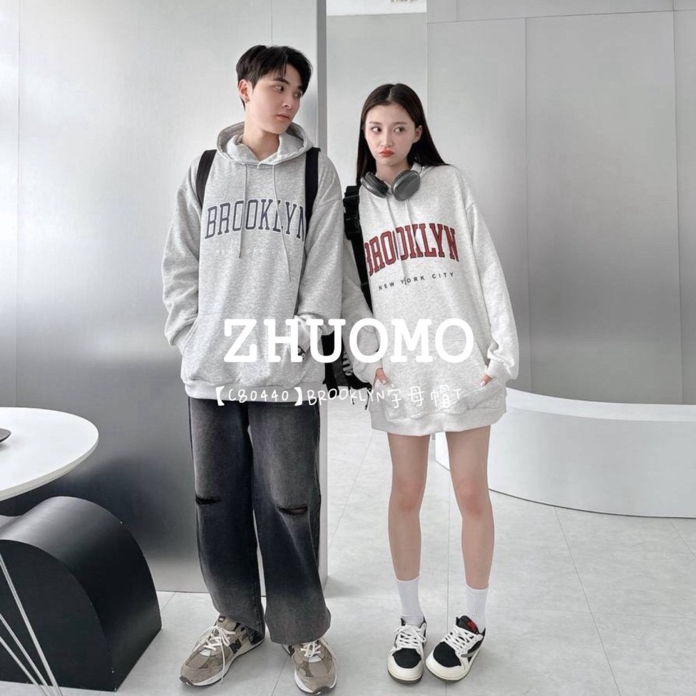 【7天內出貨】正韓 韓系 BROOKLYN字母帽T 外套 刺繡 帽T 大學t 厚磅 長袖 印花 衣服 大尺碼 上衣 男裝-細節圖3