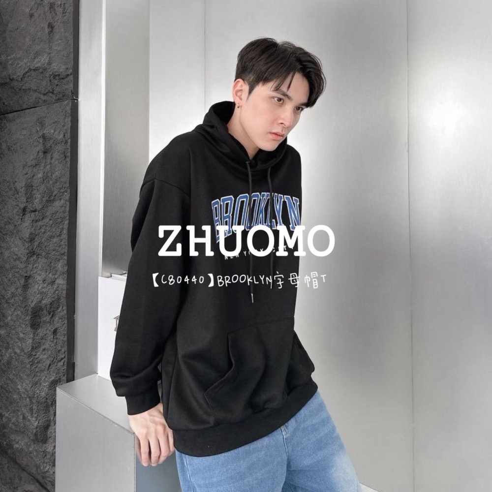 【7天內出貨】正韓 韓系 BROOKLYN字母帽T 外套 刺繡 帽T 大學t 厚磅 長袖 印花 衣服 大尺碼 上衣 男裝-細節圖4