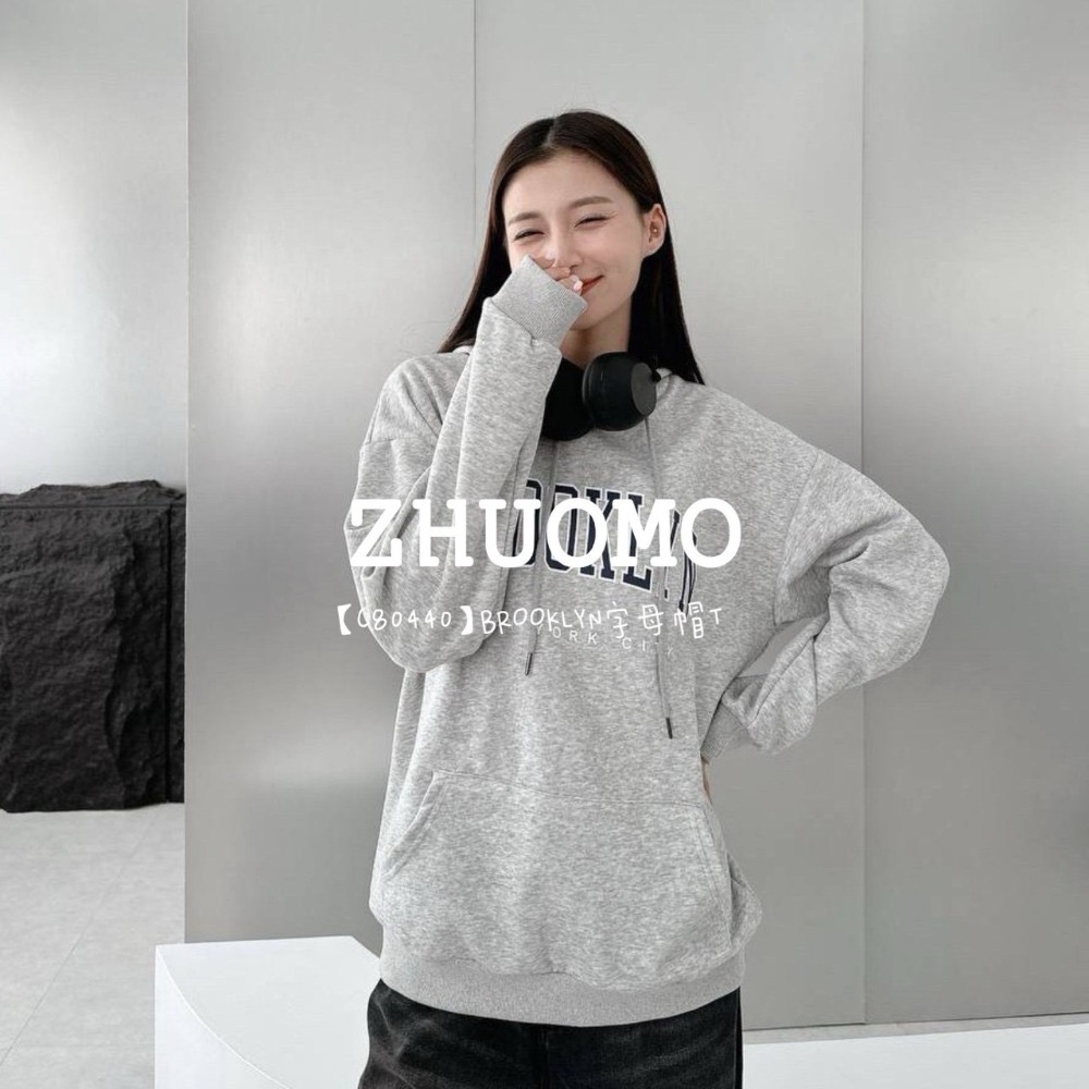 【7天內出貨】正韓 韓系 BROOKLYN字母帽T 外套 刺繡 帽T 大學t 厚磅 長袖 印花 衣服 大尺碼 上衣 男裝-規格圖7