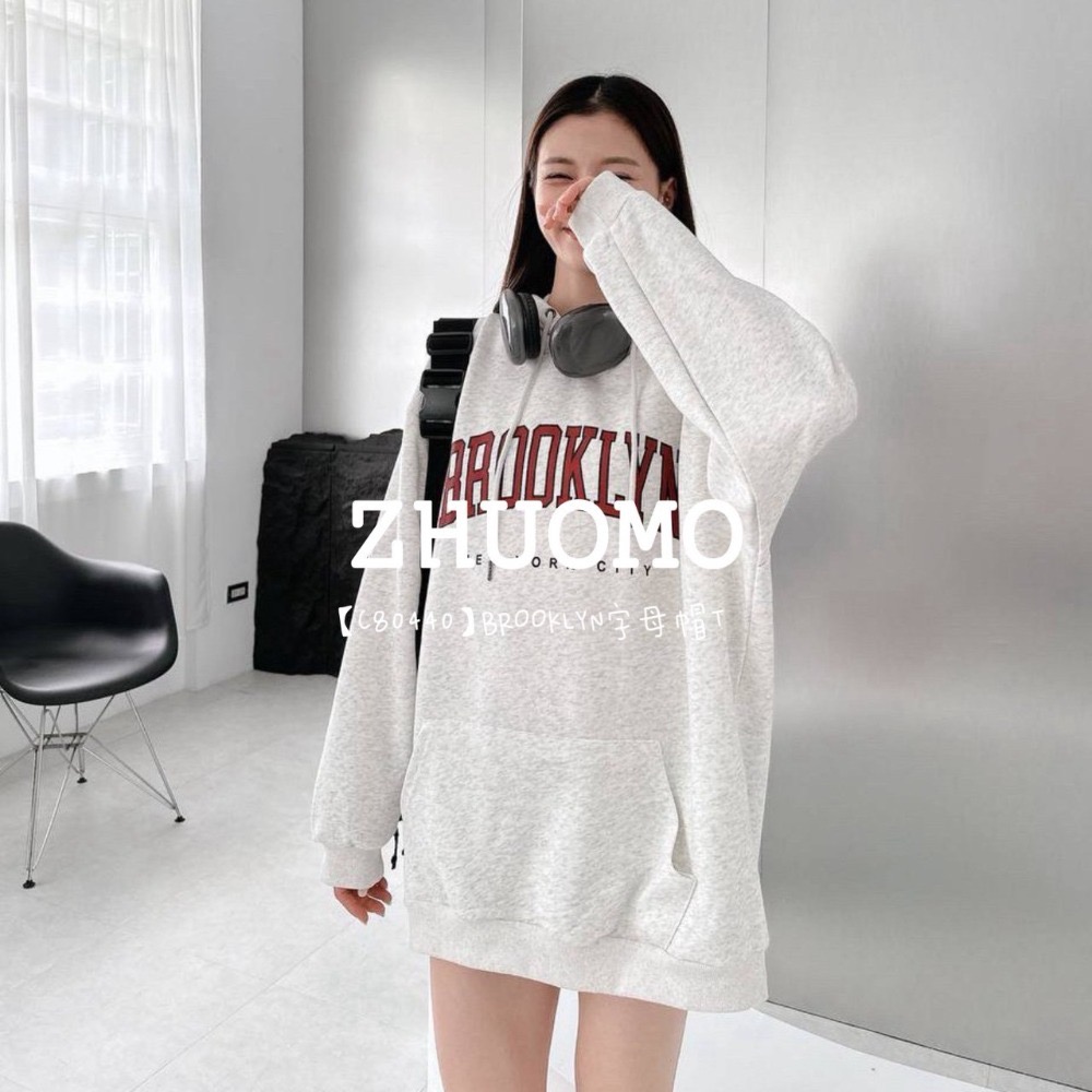 【7天內出貨】正韓 韓系 BROOKLYN字母帽T 外套 刺繡 帽T 大學t 厚磅 長袖 印花 衣服 大尺碼 上衣 男裝-規格圖7