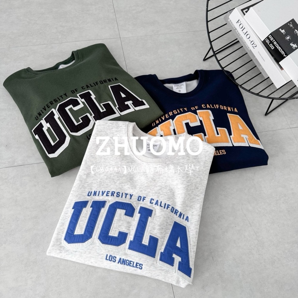 【7天內出貨】正韓 韓系 UCLA貼布繡大學T 外套 刺繡 帽T 大學t 厚磅 長袖 印花 衣服 大尺碼 上衣 男裝-細節圖7