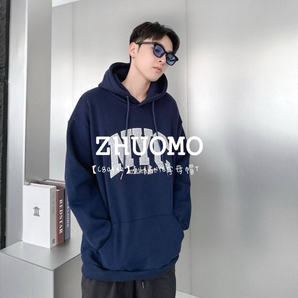 【7天內出貨】正韓 韓系 刺繡NYC字母帽T 外套 刺繡 帽T 大學t 厚磅 長袖 印花 衣服 大尺碼 上衣 男裝-規格圖7