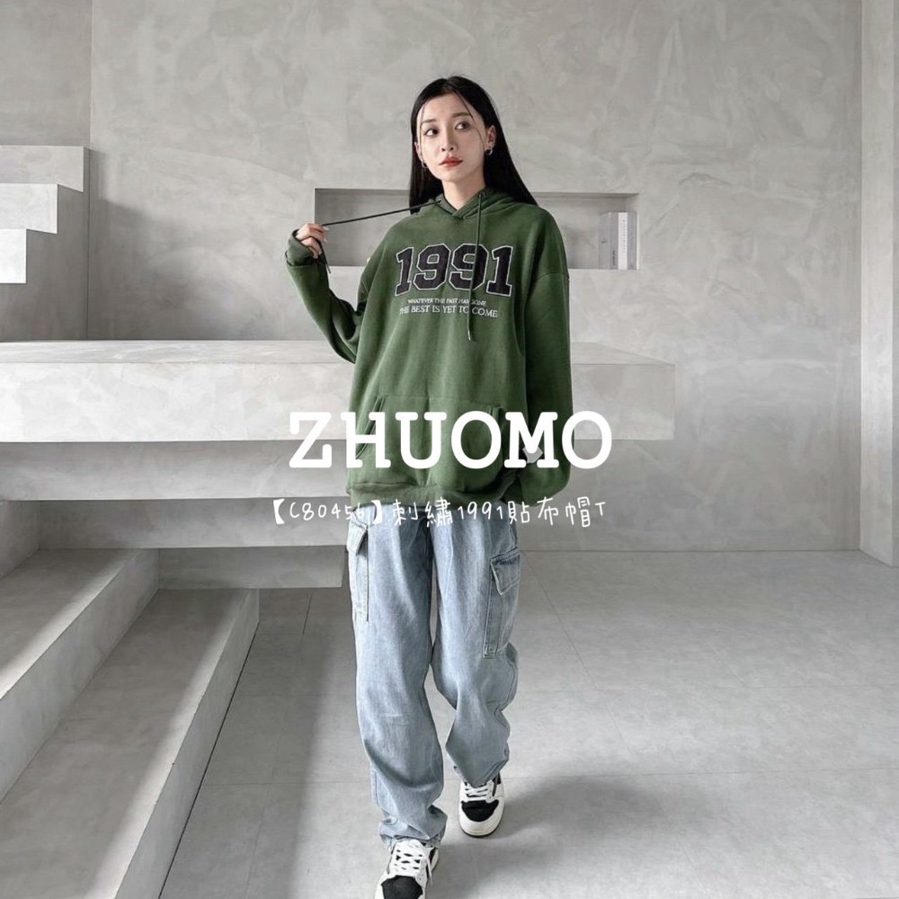【7天內出貨】正韓 韓系 刺繡1991貼布帽T 外套 刺繡 帽T 大學t 厚磅 長袖 印花 衣服 大尺碼 上衣 男裝-規格圖7