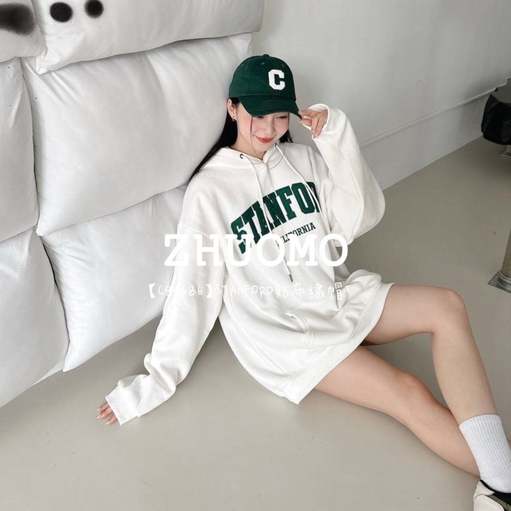 【7天內出貨】正韓 韓系 STANFORD貼布繡帽T 外套 刺繡 大學t 厚磅 長袖 印花 衣服 大尺碼 上衣 男裝-細節圖4