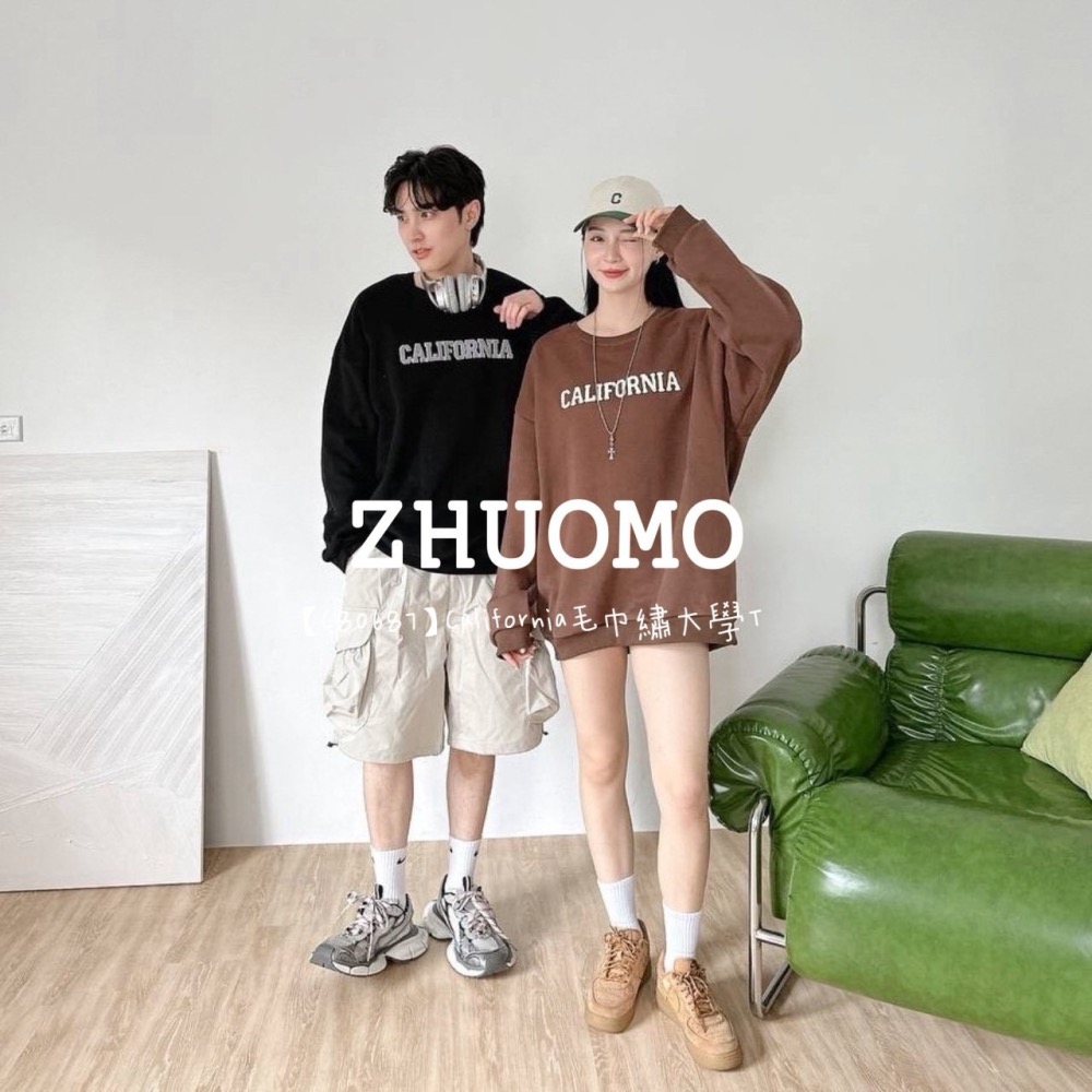 【7天內出貨】正韓 韓系 California毛巾繡大學T 外套 刺繡 帽T 厚磅 長袖 印花 衣服 大尺碼 上衣 男裝-細節圖3