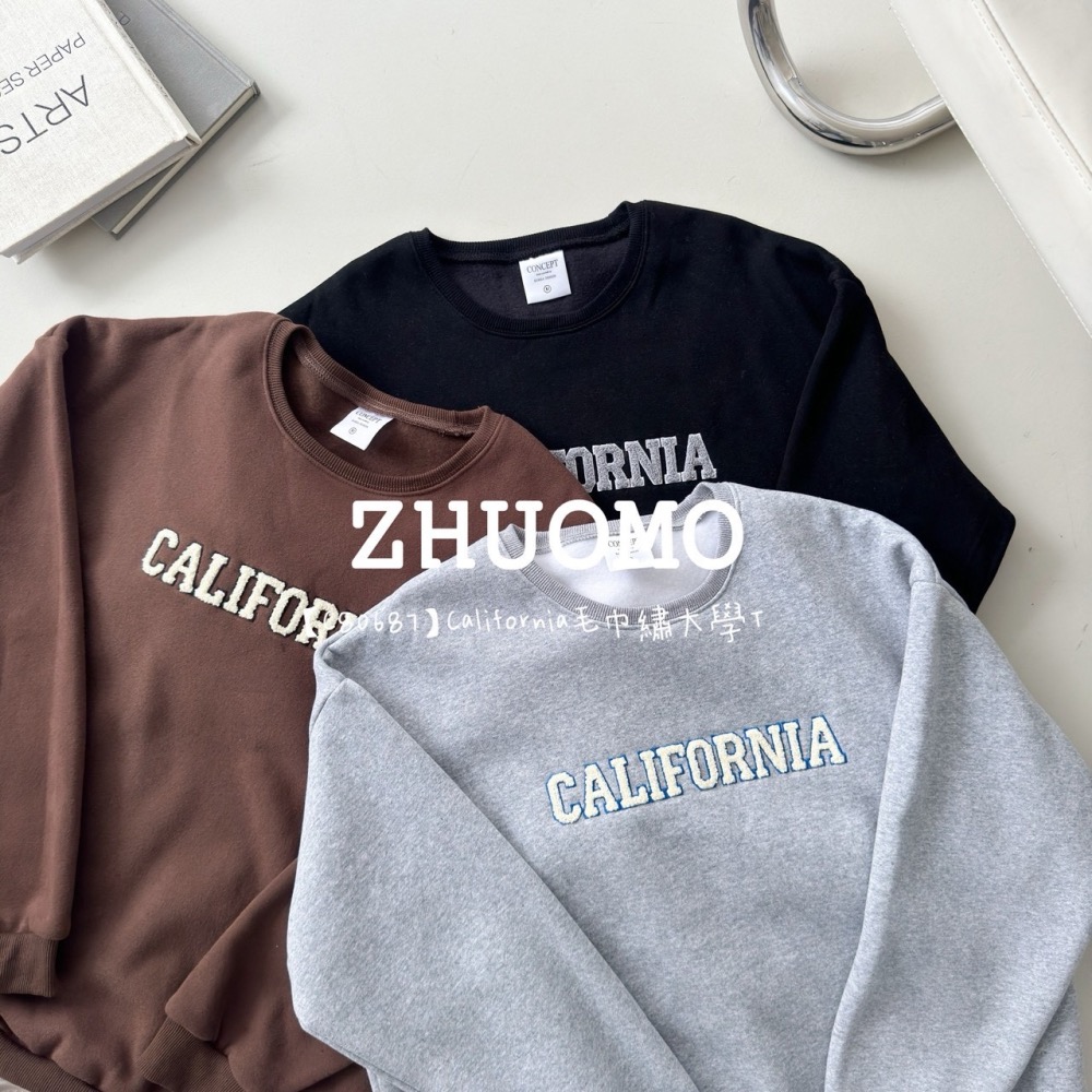 【7天內出貨】正韓 韓系 California毛巾繡大學T 外套 刺繡 帽T 厚磅 長袖 印花 衣服 大尺碼 上衣 男裝-細節圖7