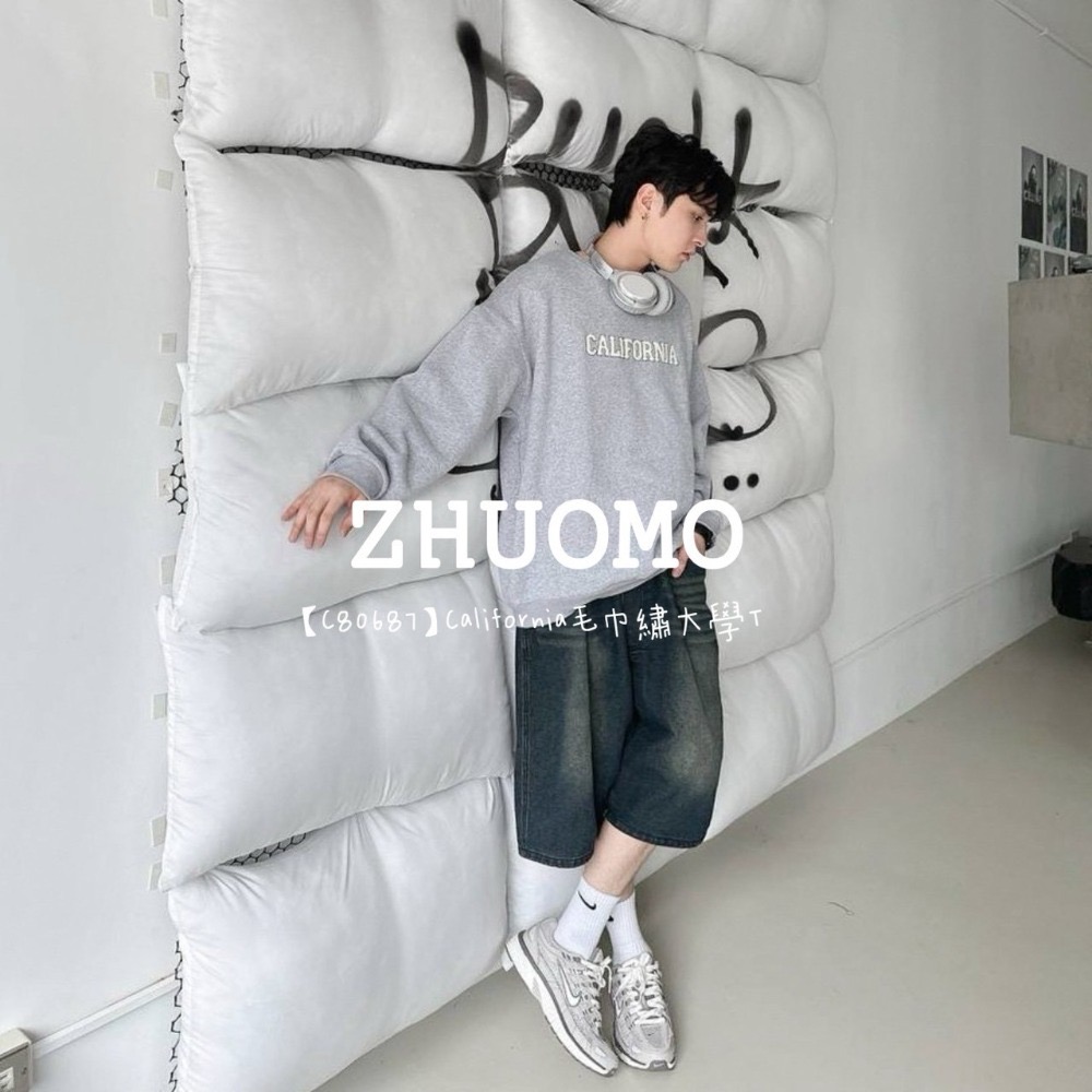 【7天內出貨】正韓 韓系 California毛巾繡大學T 外套 刺繡 帽T 厚磅 長袖 印花 衣服 大尺碼 上衣 男裝-規格圖7