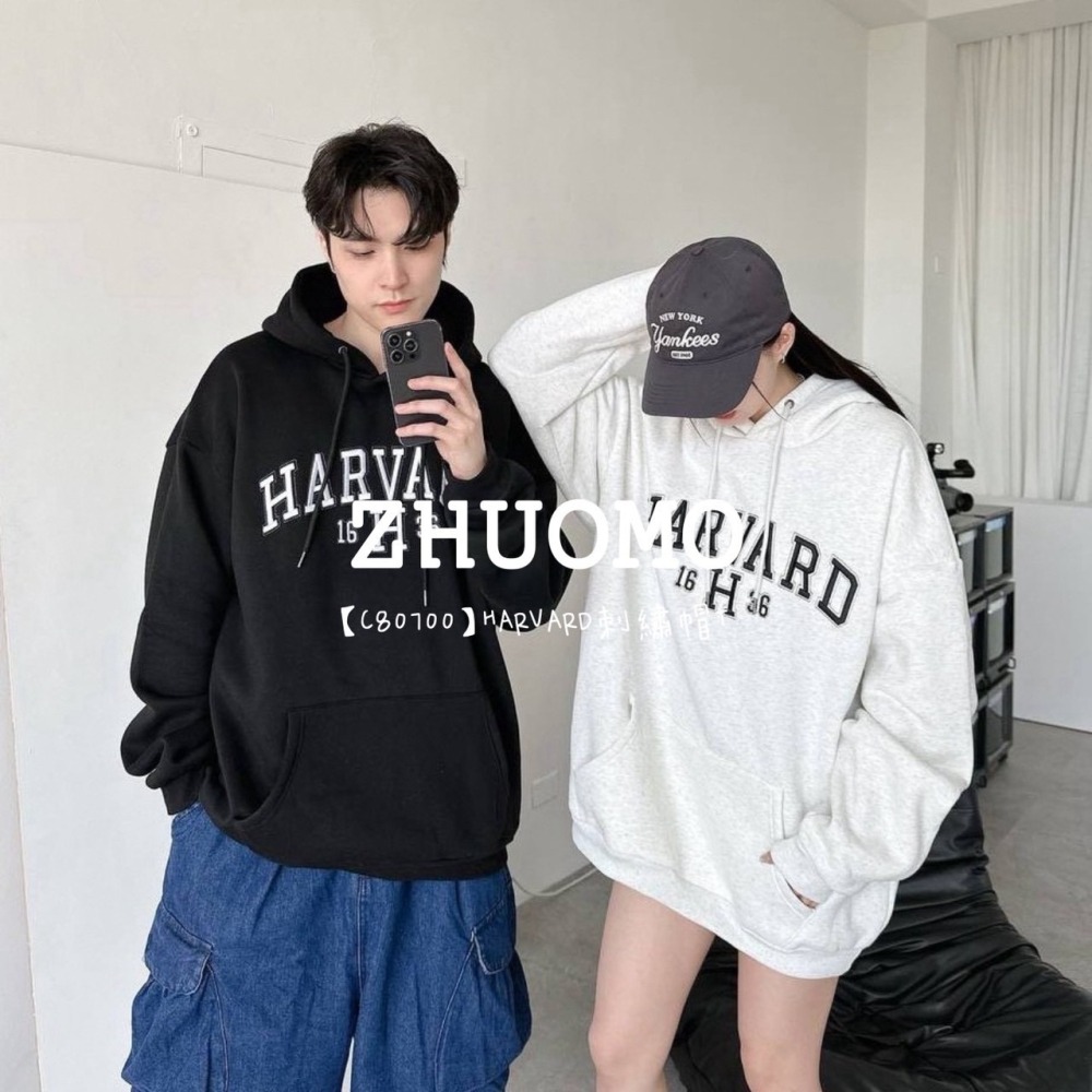 【7天內出貨】正韓 韓系 STANFORD貼布繡帽T 外套 刺繡 大學t 厚磅 長袖 印花 衣服 大尺碼 上衣 男裝-細節圖2