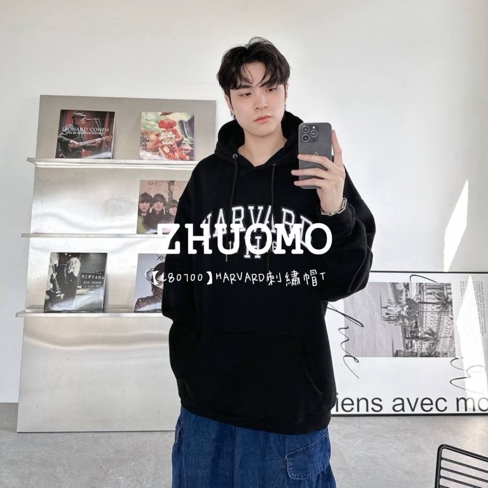 【7天內出貨】正韓 韓系 STANFORD貼布繡帽T 外套 刺繡 大學t 厚磅 長袖 印花 衣服 大尺碼 上衣 男裝-細節圖5