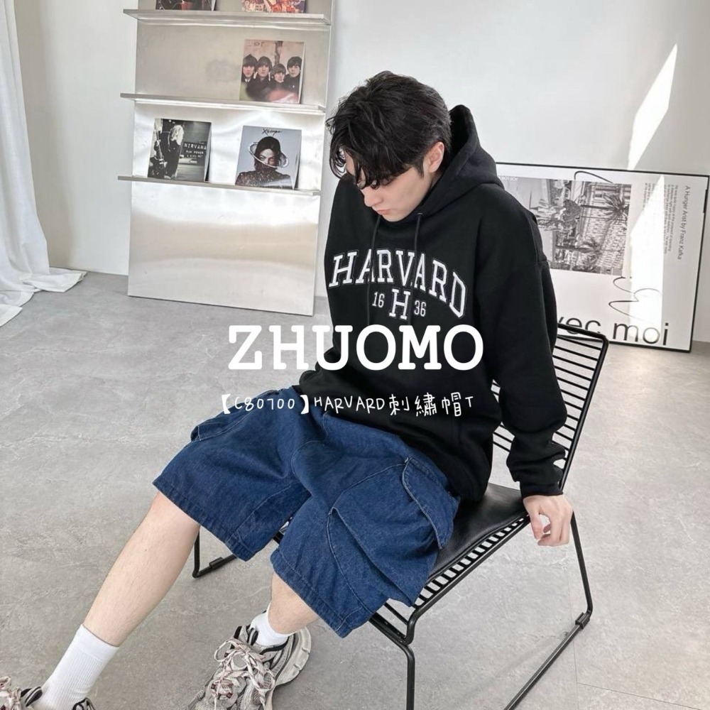 【7天內出貨】正韓 韓系 STANFORD貼布繡帽T 外套 刺繡 大學t 厚磅 長袖 印花 衣服 大尺碼 上衣 男裝-規格圖6