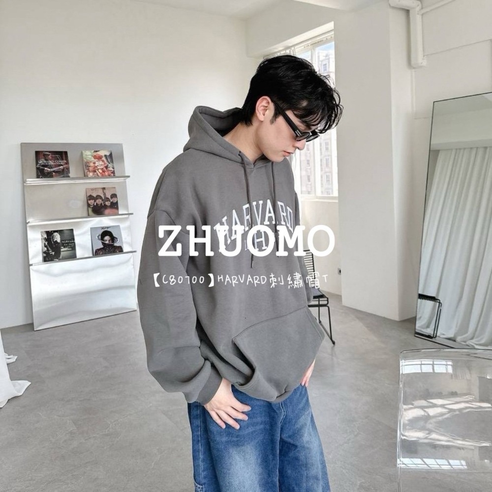 【7天內出貨】正韓 韓系 STANFORD貼布繡帽T 外套 刺繡 大學t 厚磅 長袖 印花 衣服 大尺碼 上衣 男裝-規格圖6