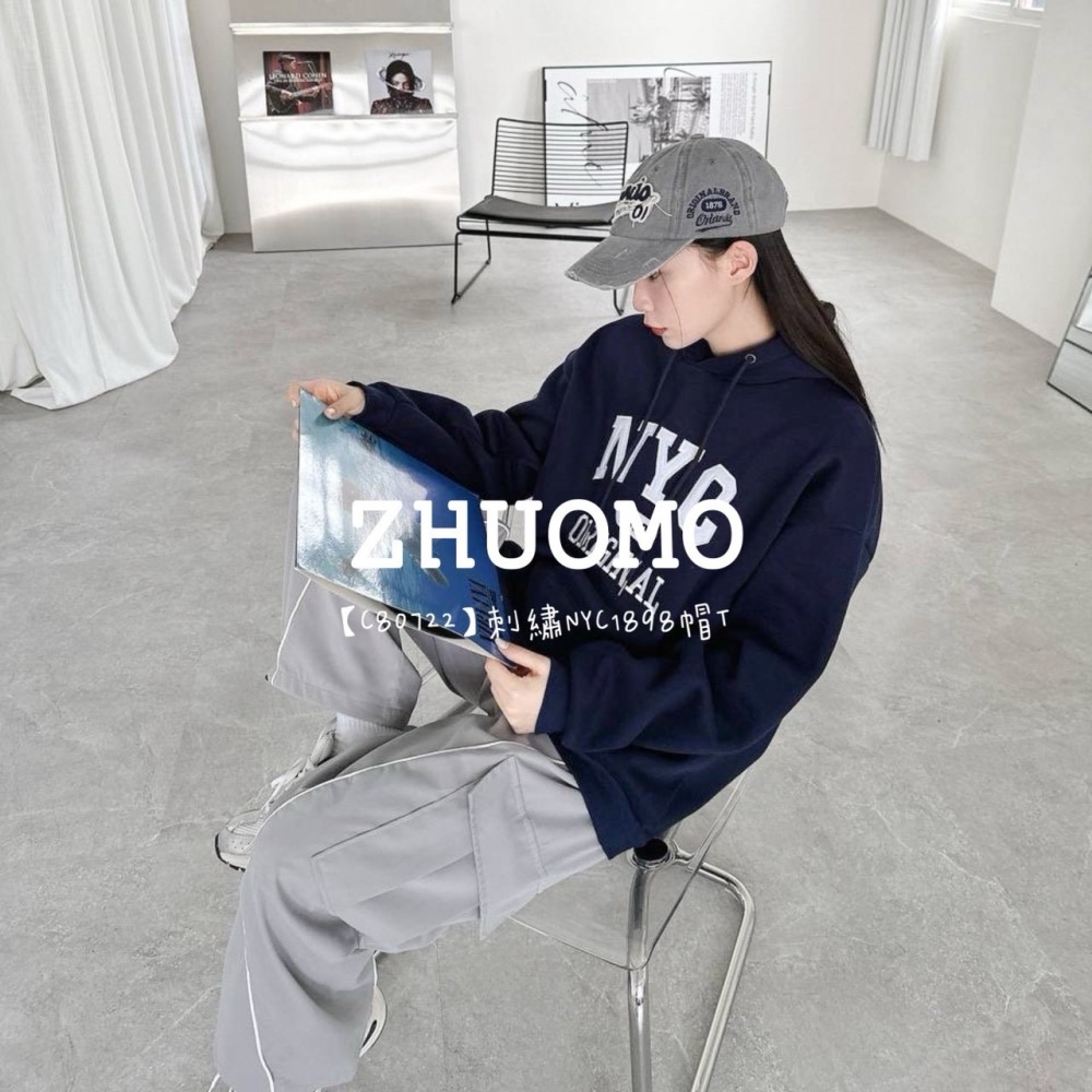 【7天內出貨】正韓 韓系 刺繡NYC1898帽T 外套 刺繡 帽T 大學t 厚磅 長袖 印花 衣服 大尺碼 上衣 男裝-細節圖4