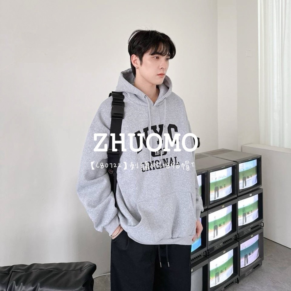 【7天內出貨】正韓 韓系 刺繡NYC1898帽T 外套 刺繡 帽T 大學t 厚磅 長袖 印花 衣服 大尺碼 上衣 男裝-細節圖5