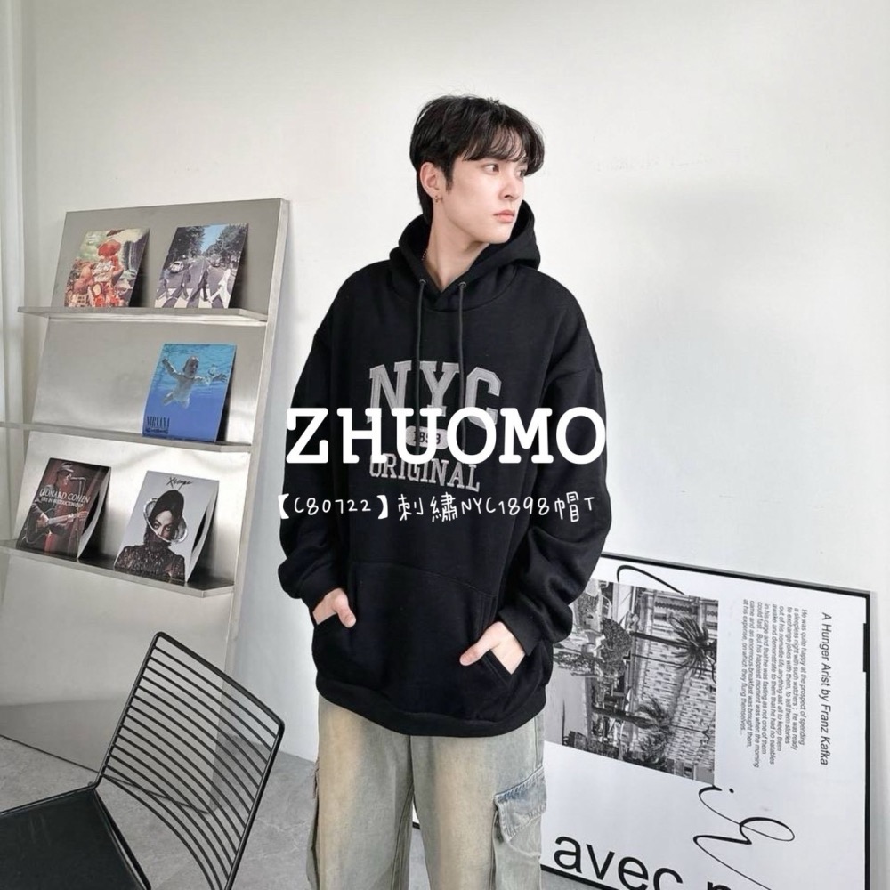 【7天內出貨】正韓 韓系 NEWPORT刺繡大學T 外套 刺繡 帽T 厚磅 長袖 印花 衣服 大尺碼 上衣 男裝-細節圖7