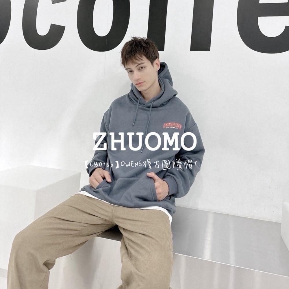 【限時特賣】正韓 韓系 OWENS復古圖騰帽T 外套 刺繡 大學t 厚磅 長袖 印花 衣服 大尺碼 上衣 男裝-細節圖6