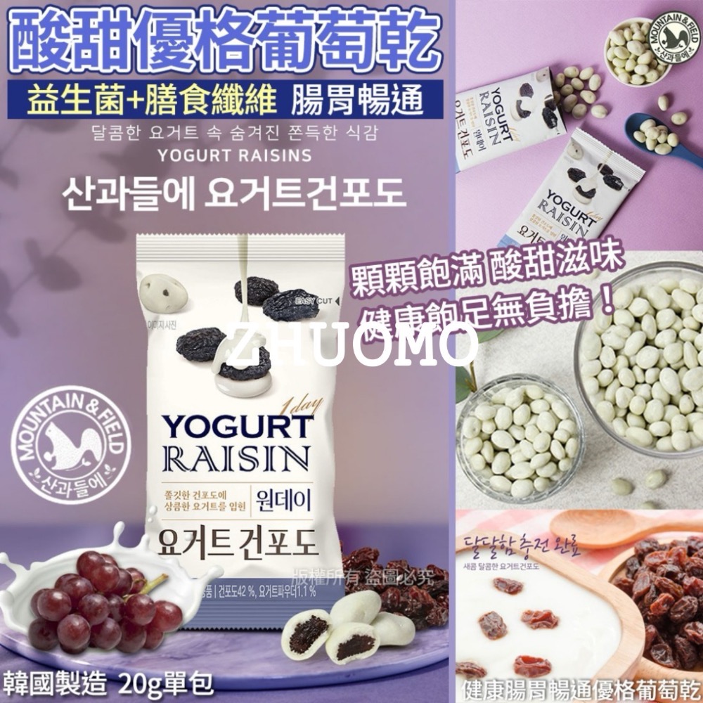 【長期開團中】韓國MOUNTAIN & FIELD松鼠家 健康腸胃暢通優格葡萄乾20g*10入-細節圖2
