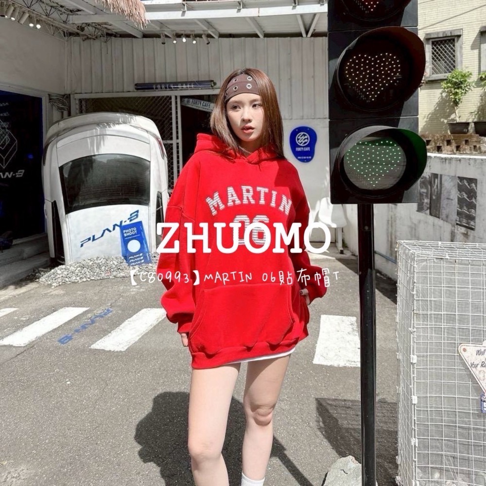 【限時特賣】正韓 韓系 MARTIN 06貼布帽T 大學t 厚磅 長袖 印花 衣服 大尺碼 上衣 男裝 衛衣 情侶衣-細節圖4