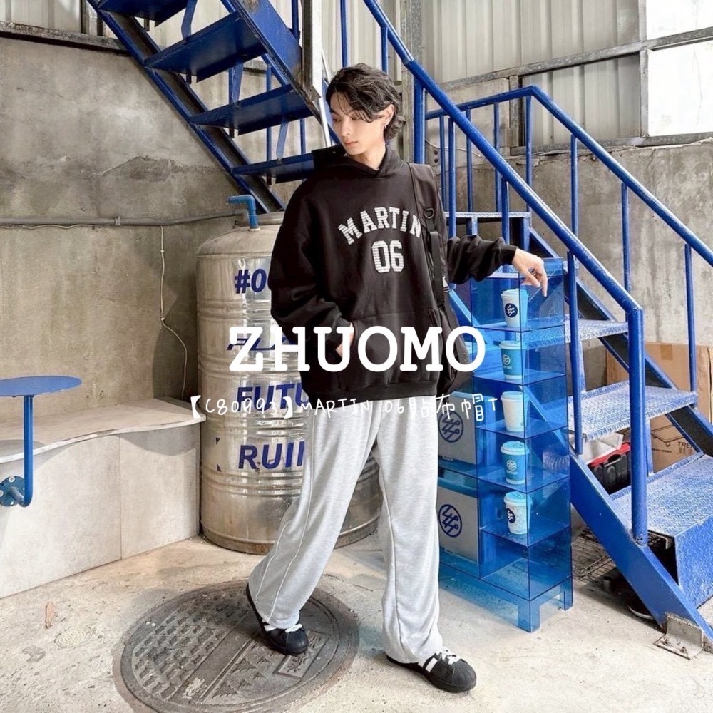 【限時特賣】正韓 韓系 MARTIN 06貼布帽T 大學t 厚磅 長袖 印花 衣服 大尺碼 上衣 男裝 衛衣 情侶衣-細節圖5