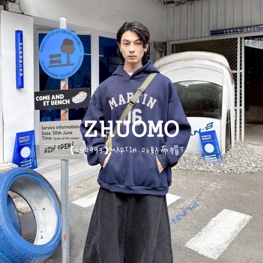 【限時特賣】正韓 韓系 MARTIN 06貼布帽T 大學t 厚磅 長袖 印花 衣服 大尺碼 上衣 男裝 衛衣 情侶衣-細節圖6
