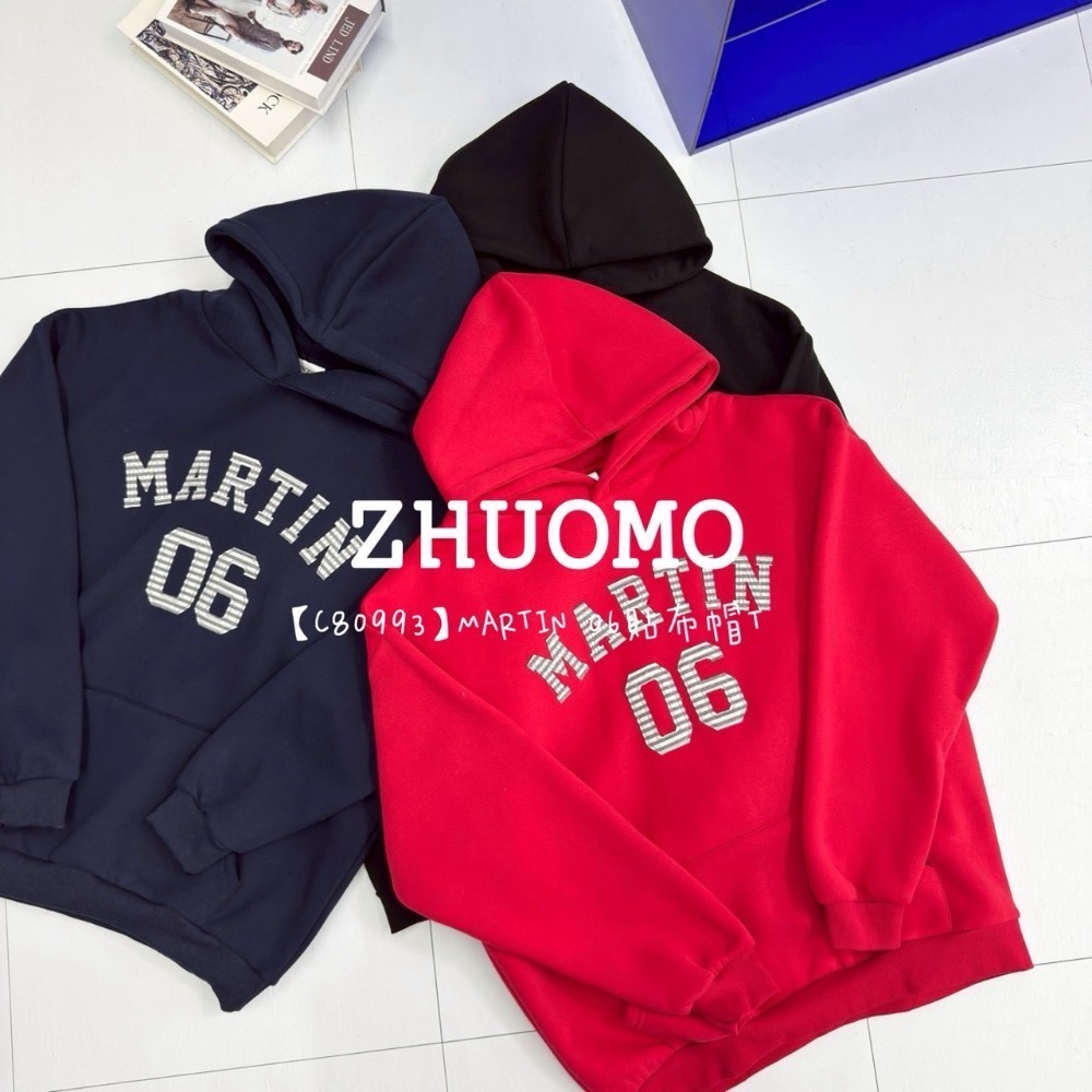 【限時特賣】正韓 韓系 MARTIN 06貼布帽T 大學t 厚磅 長袖 印花 衣服 大尺碼 上衣 男裝 衛衣 情侶衣-細節圖7