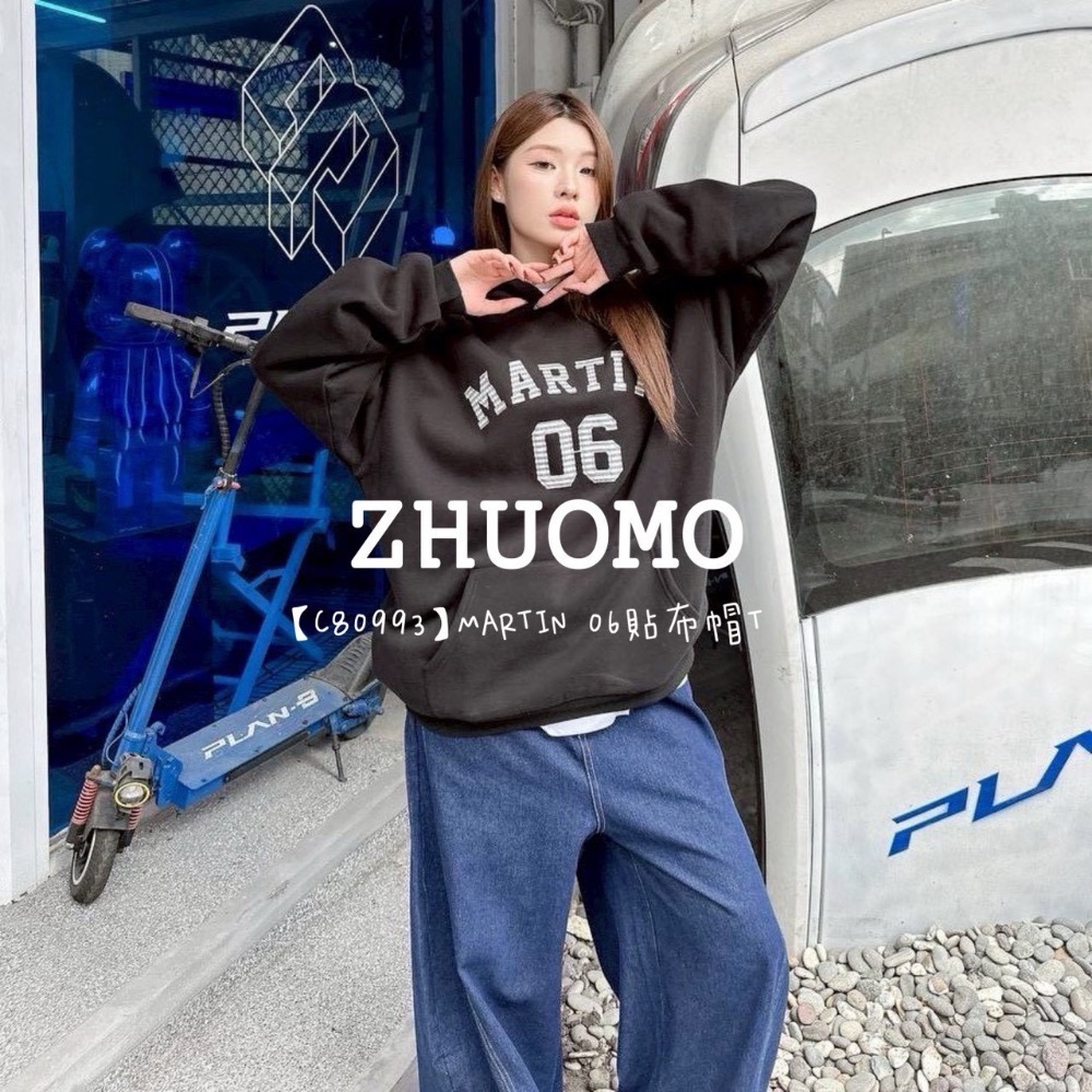 【限時特賣】正韓 韓系 MARTIN 06貼布帽T 大學t 厚磅 長袖 印花 衣服 大尺碼 上衣 男裝 衛衣 情侶衣-規格圖8