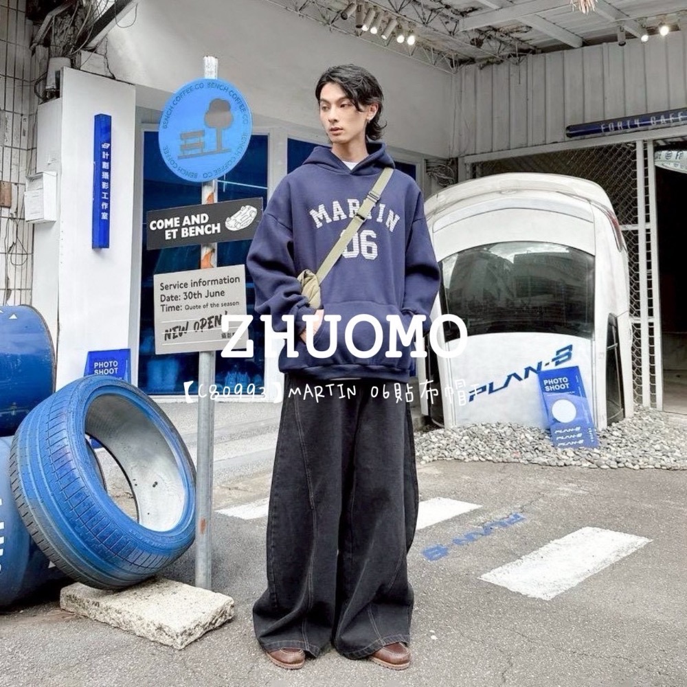 【限時特賣】正韓 韓系 MARTIN 06貼布帽T 大學t 厚磅 長袖 印花 衣服 大尺碼 上衣 男裝 衛衣 情侶衣-規格圖8