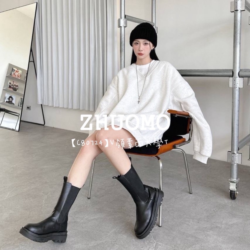 【限時特賣】正韓 韓系 V領素面大學T-規格圖7