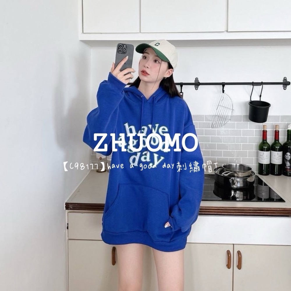 【限時特賣】正韓 韓系 have a good day刺繡帽T 大學t 厚磅 長袖 印花 衣服 大尺碼 上衣 男裝 衛衣-規格圖8