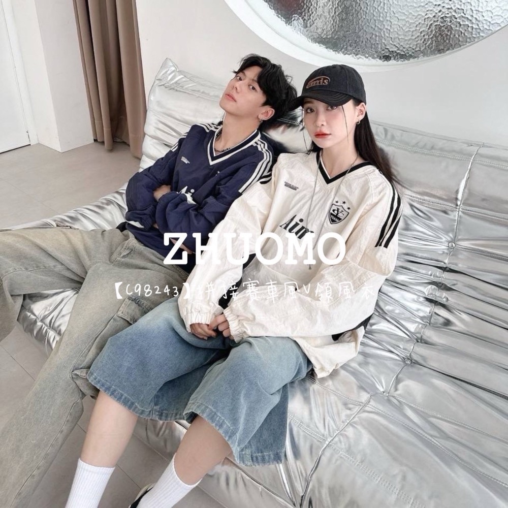 【限時特賣】正韓 韓系 拼接賽車風V領風衣-細節圖3