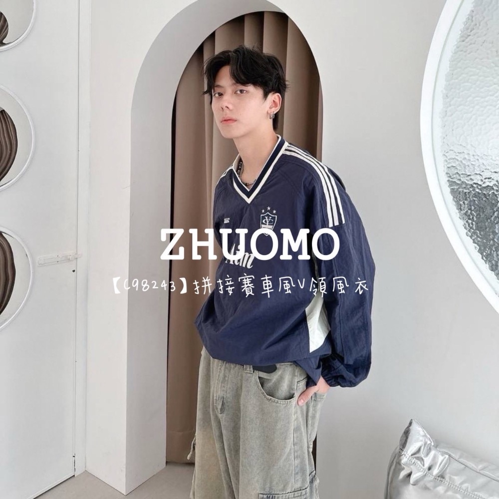 【限時特賣】正韓 韓系 拼接賽車風V領風衣-規格圖7