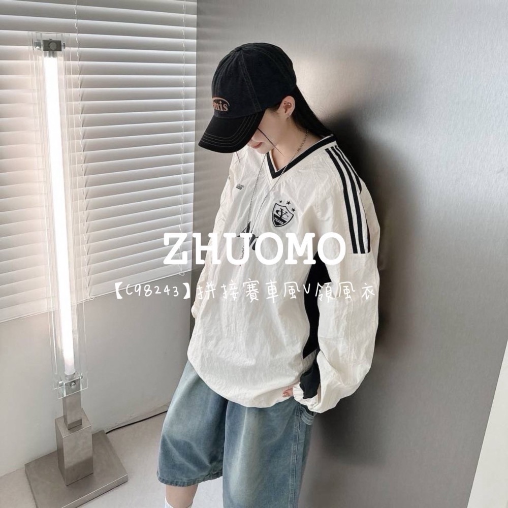 【限時特賣】正韓 韓系 拼接賽車風V領風衣-規格圖7