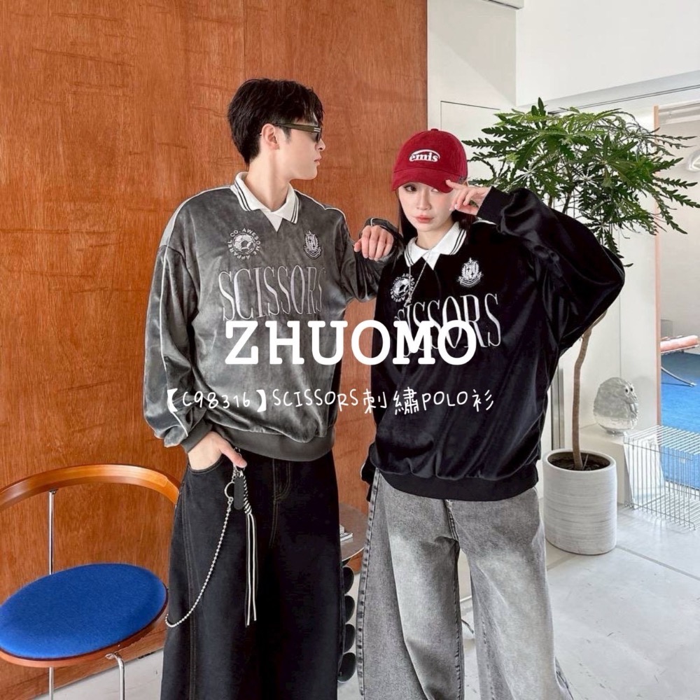 【限時特賣】正韓 韓系 SCISSORS刺繡POLO衫-細節圖2