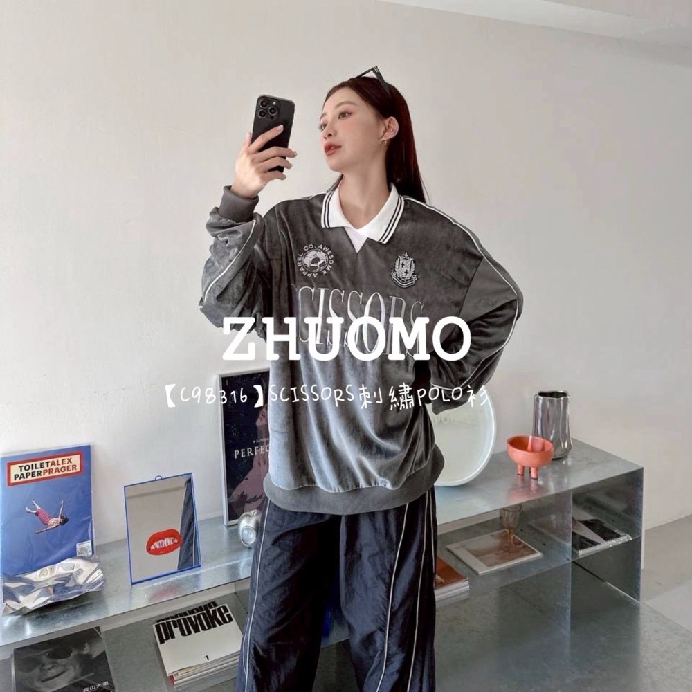 【限時特賣】正韓 韓系 SCISSORS刺繡POLO衫-細節圖3
