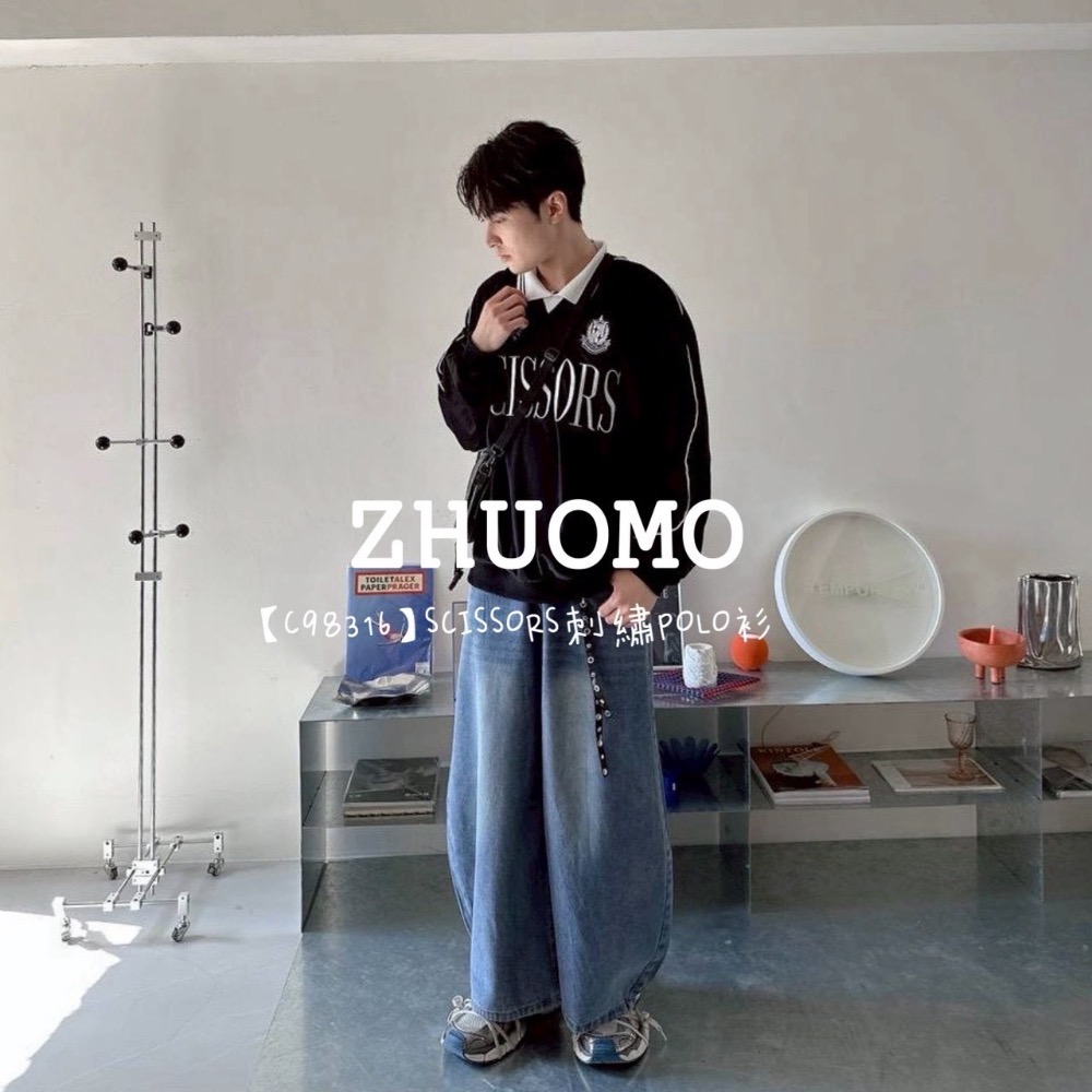 【限時特賣】正韓 韓系 SCISSORS刺繡POLO衫-細節圖5