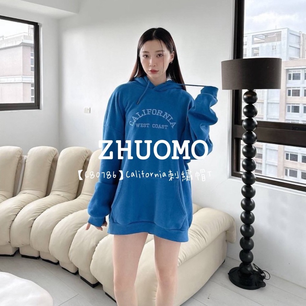【限時特賣】正韓 韓系 California刺繡帽T 大學t 厚磅 長袖 印花 衣服 大尺碼 上衣 男裝 衛衣 情侶衣-規格圖7