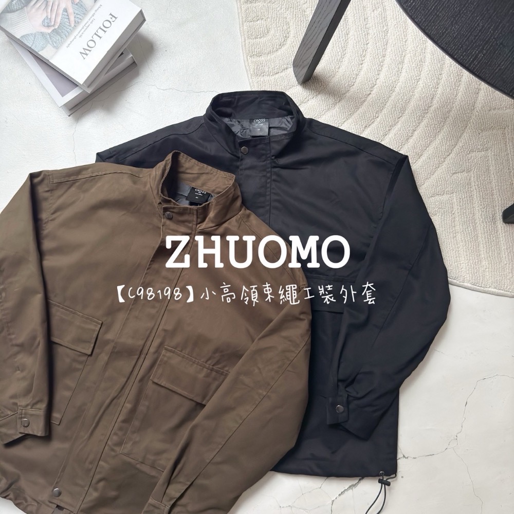 【限時特賣】正韓 韓系 小高領束繩工裝外套 大學t 厚磅 長袖 印花 衣服 大尺碼 上衣 男裝 衛衣 情侶衣-細節圖7