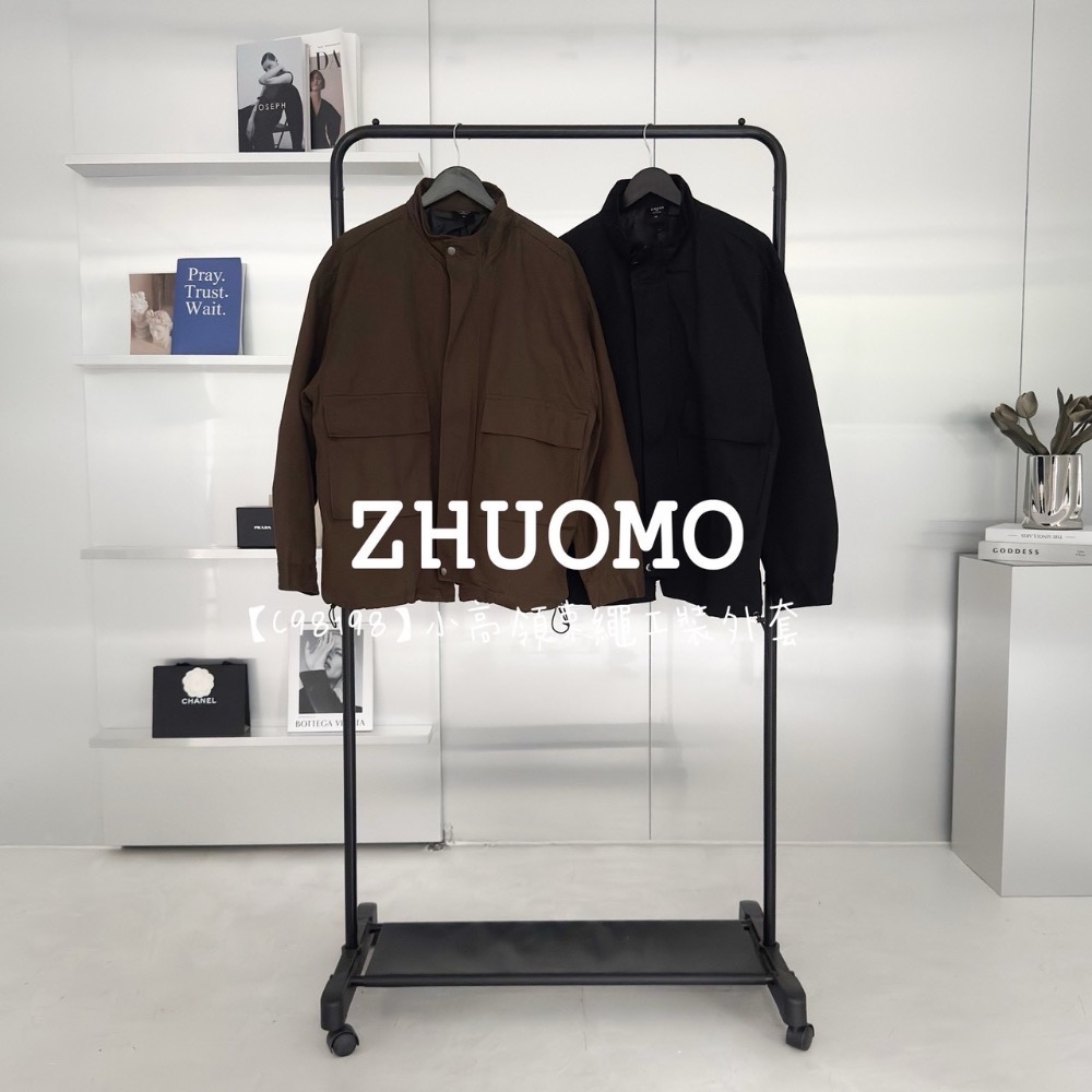 【限時特賣】正韓 韓系 小高領束繩工裝外套 大學t 厚磅 長袖 印花 衣服 大尺碼 上衣 男裝 衛衣 情侶衣-細節圖8