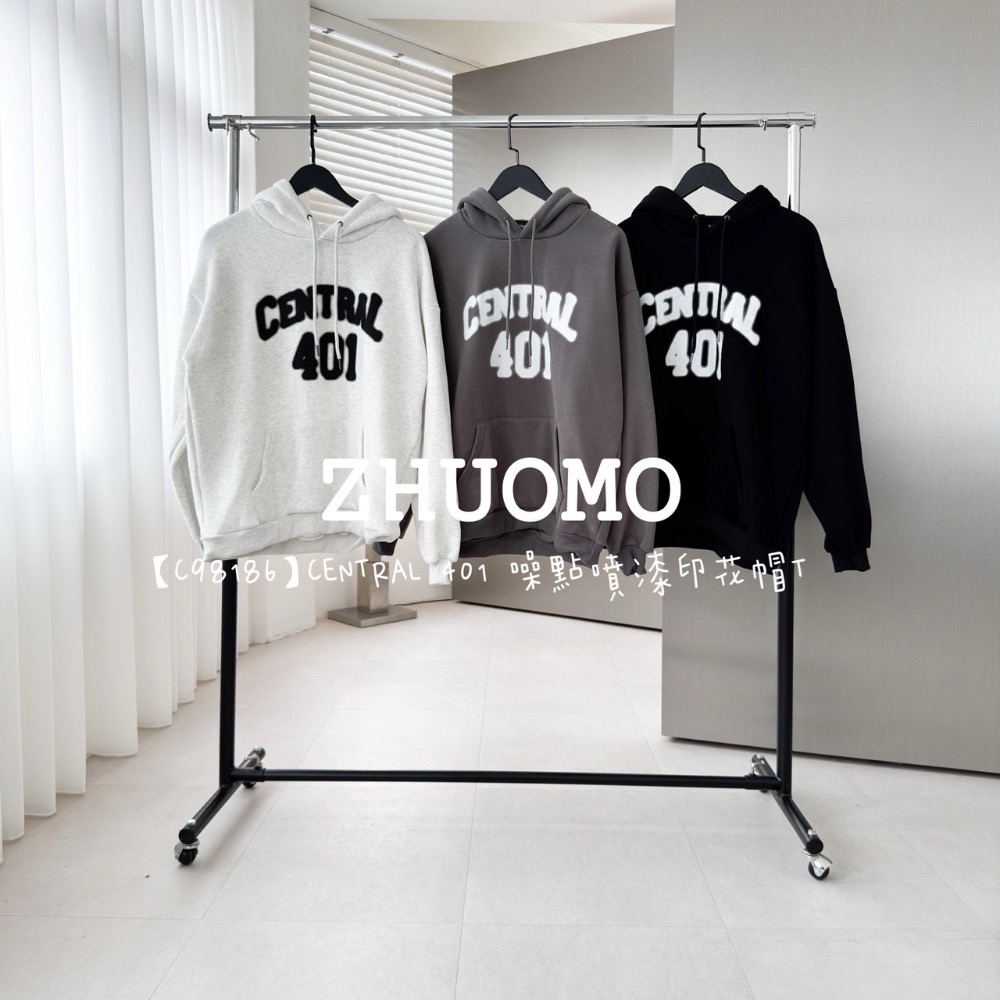【限時特賣】正韓 韓系 CENTRAL 401 噪點噴漆印花帽T 大學t 厚磅 長袖 印花 衣服 大尺碼 上衣 男裝-細節圖7