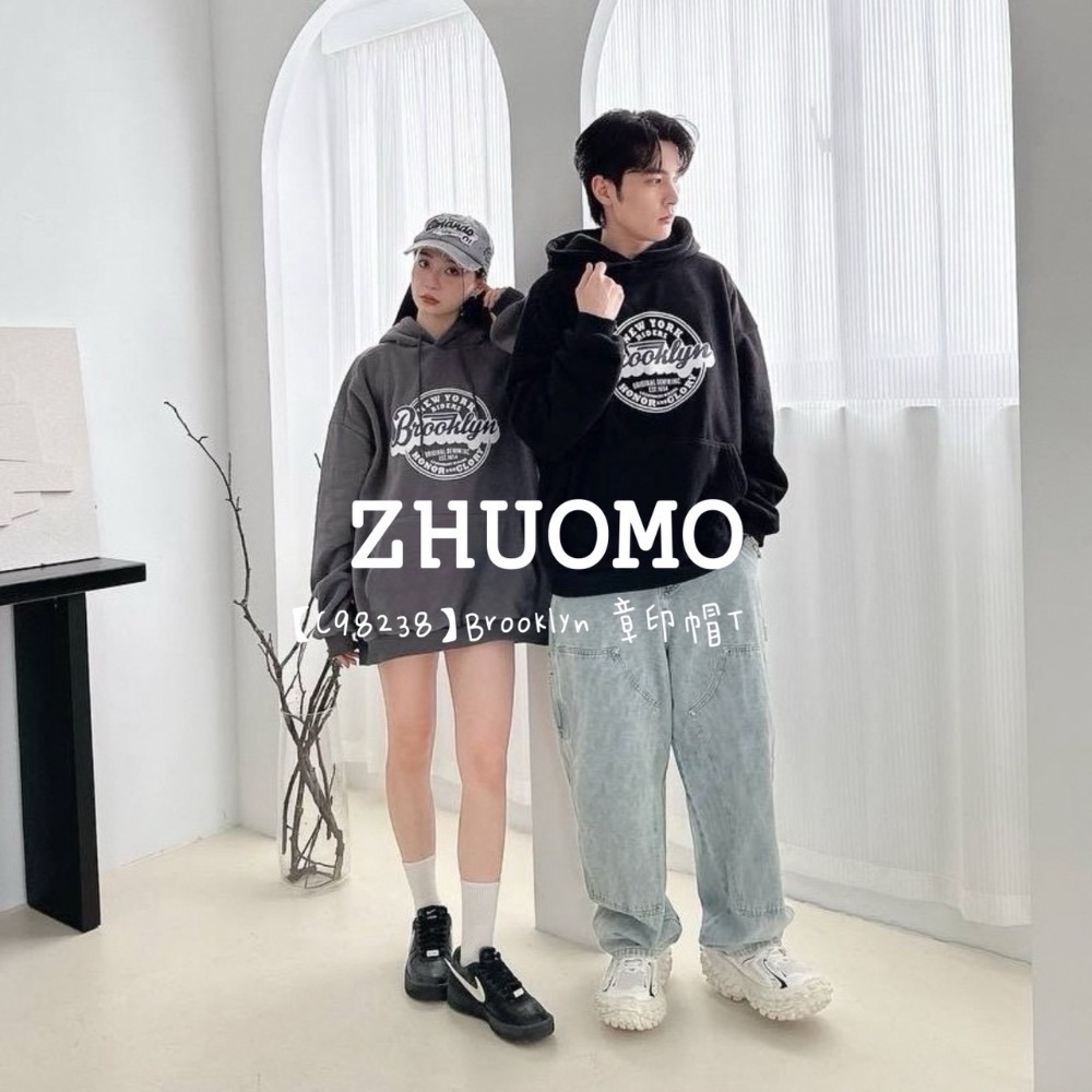 【限時特賣】正韓 韓系 Brooklyn 章印帽T 大學t 厚磅 長袖 印花 衣服 大尺碼 上衣 男裝 衛衣 情侶衣-細節圖3